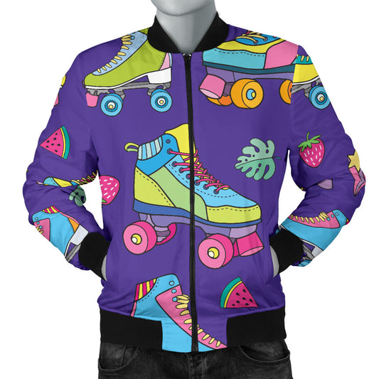 Roller skate Colorful Pattern Print Design A05 Men Bomber Jacket