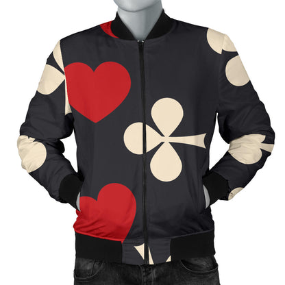 Poker Cards Pattern Print Design A02 Men Bomber Jacket
