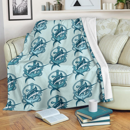 Swordfish Pattern Print Design 03 Premium Blanket