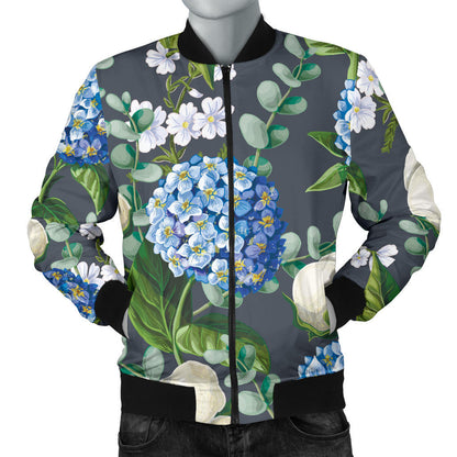 Hydrangea Pattern Print Design 02 Men Bomber Jacket