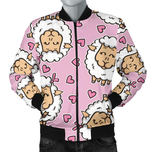 Sheep Cute Pattern Print Design 01 Men Bomber Jacket