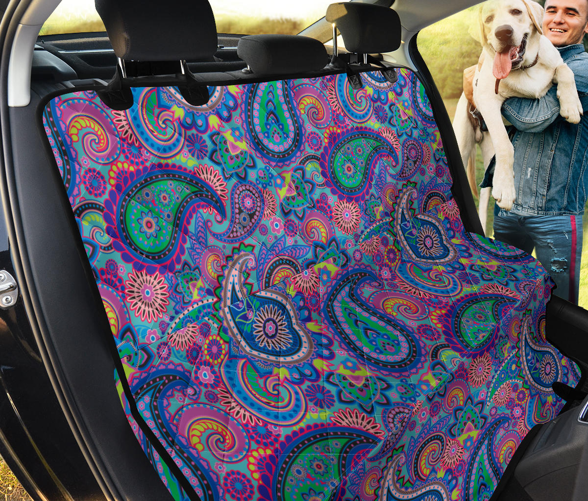 Paisley Colorful Pattern Print Design A02 Rear Dog Car Seat Cover Hammock