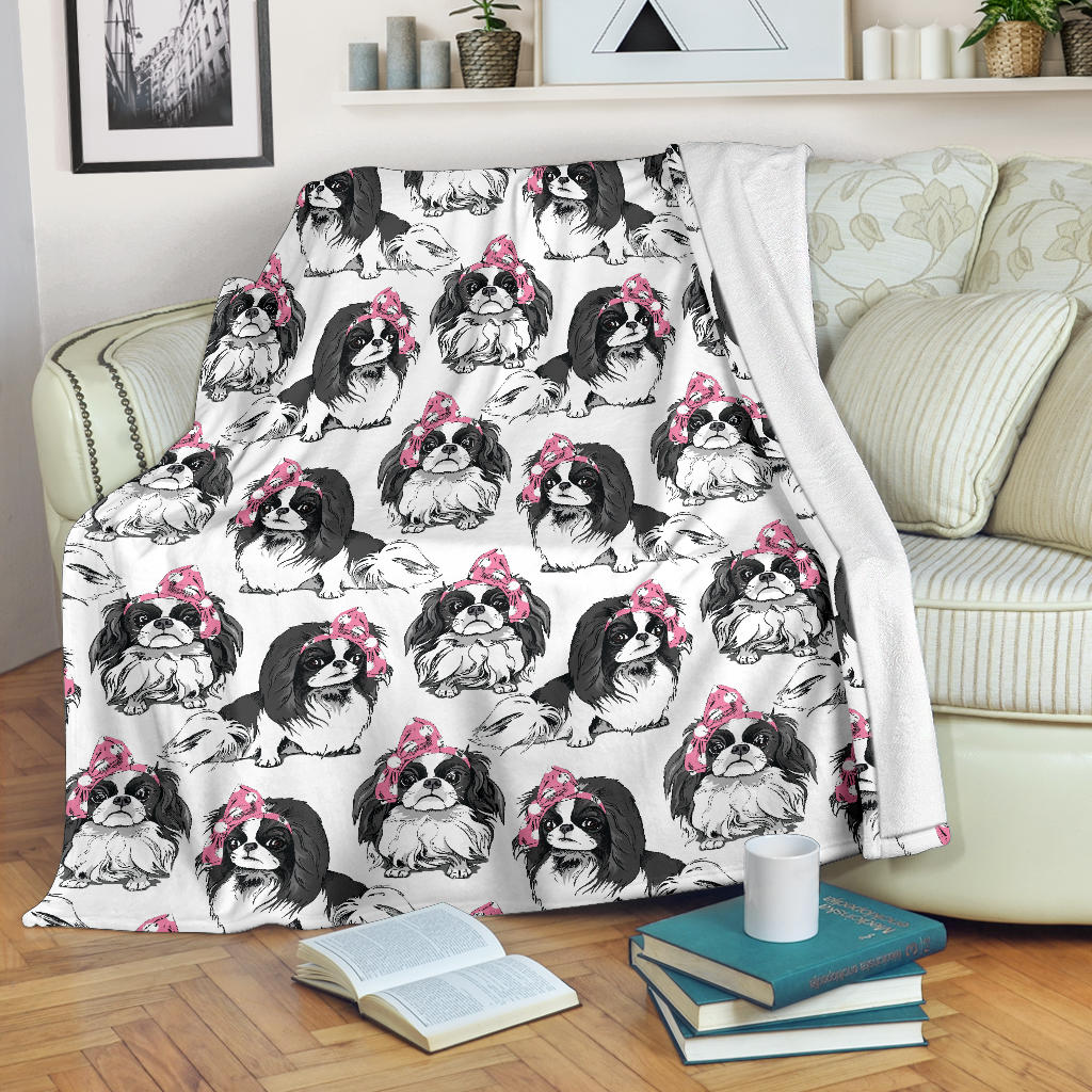 Japanese Chin Pattern Print Design 01 Premium Blanket