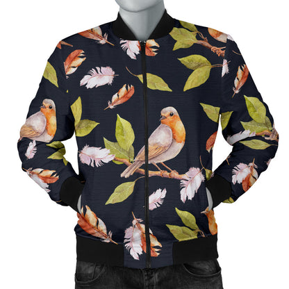 Birds Pattern Print Design 02 Men Bomber Jacket