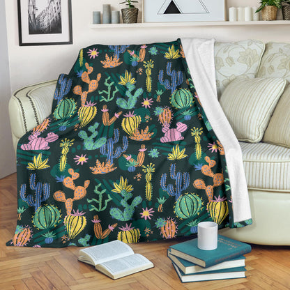 Cactus Pattern Print Design 05 Premium Blanket