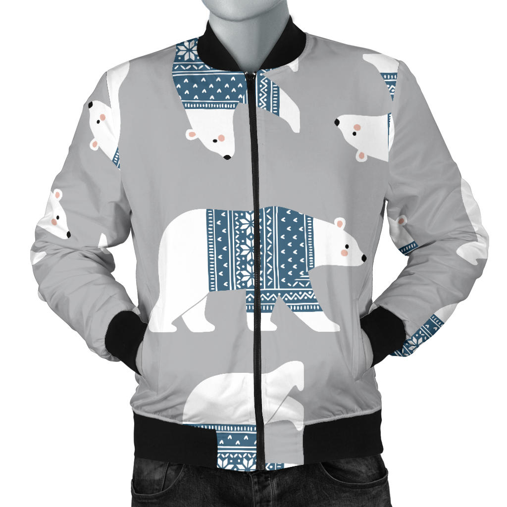 Polar Bear Pattern Print Design A03 Men Bomber Jacket