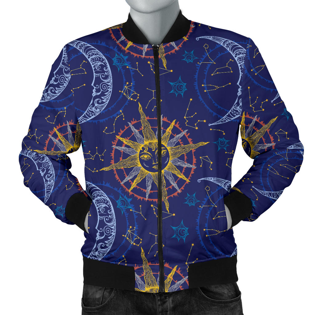 Celestial Moon Sun Pattern Print Design 01 Men Bomber Jacket