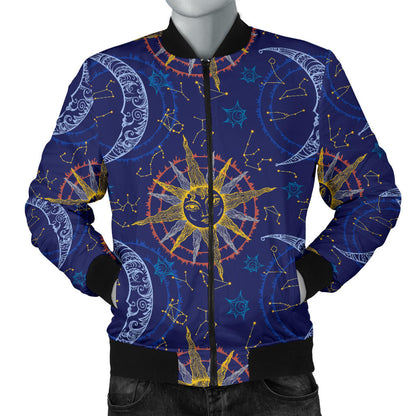 Celestial Moon Sun Pattern Print Design 01 Men Bomber Jacket