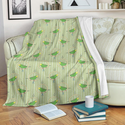 Budgerigar Pattern Print Design 02 Premium Blanket