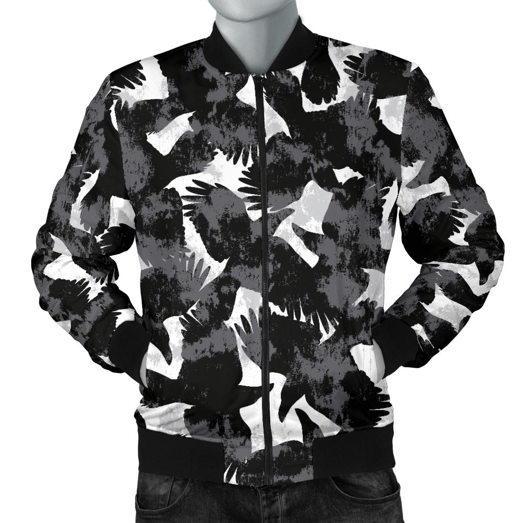 Crow Pattern Print Design 01 Men Bomber Jacket