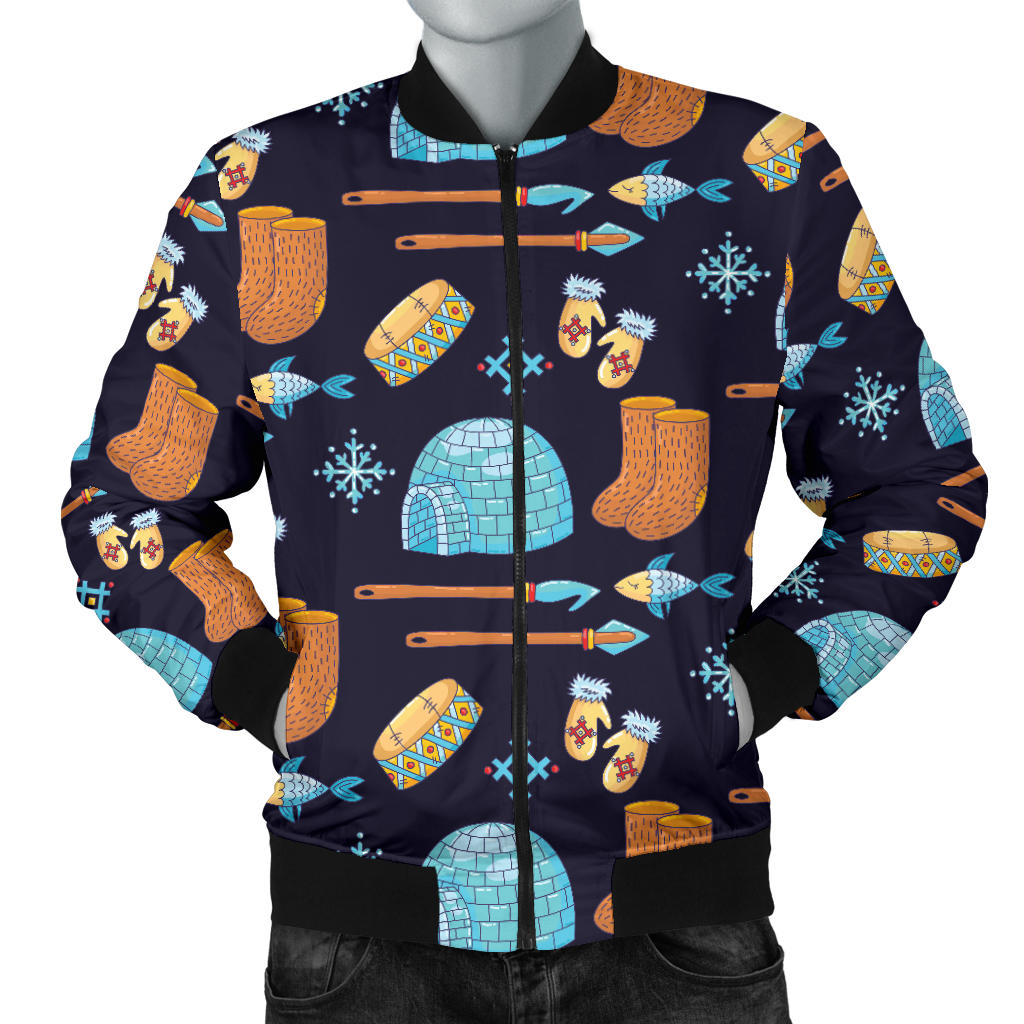 Eskimo Pattern Print Design 02 Men Bomber Jacket