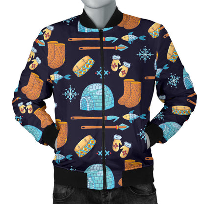 Eskimo Pattern Print Design 02 Men Bomber Jacket