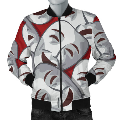Acting Mask Pattern Print Design 01 Men Bomber Jacket