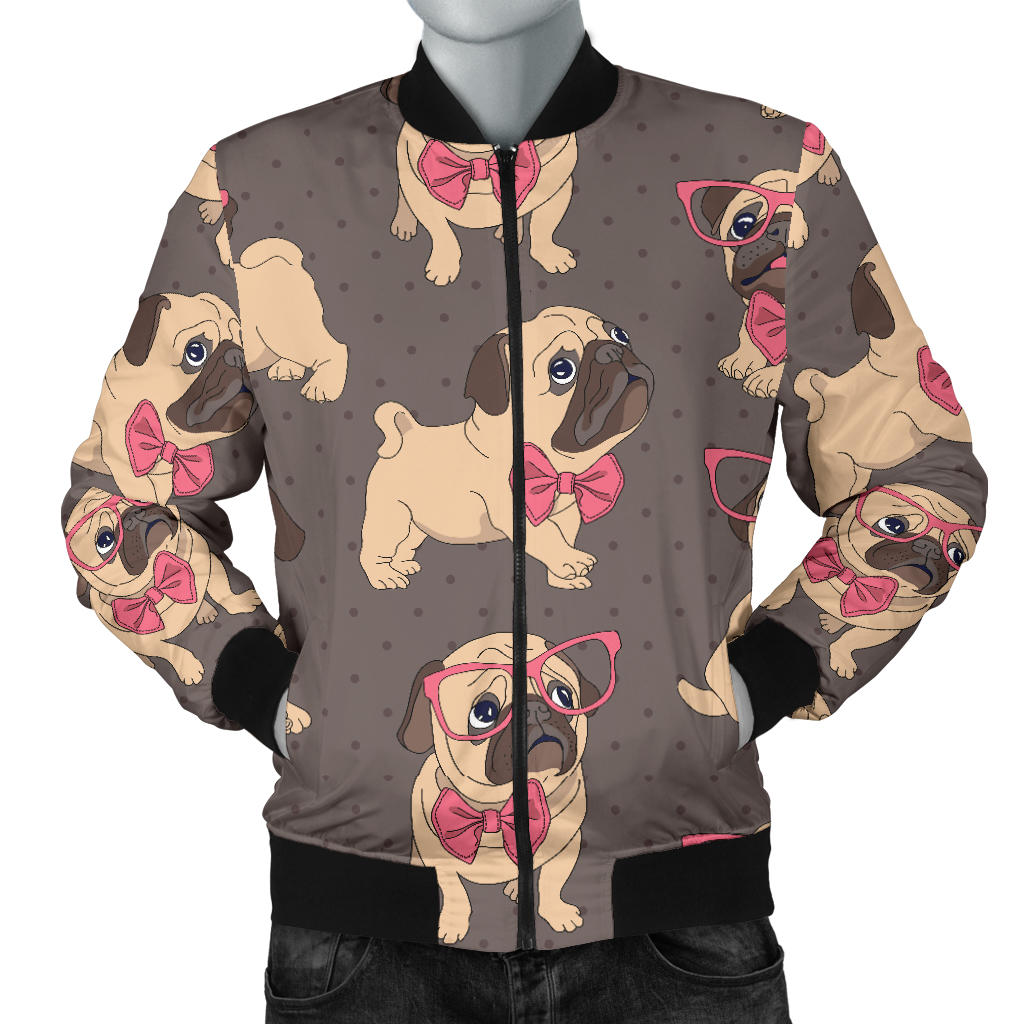 Pug Pattern Print Design A05 Men Bomber Jacket