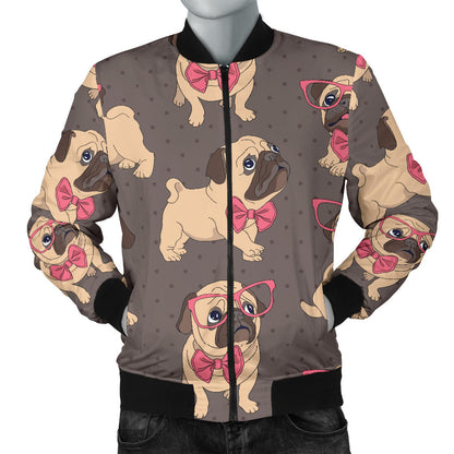 Pug Pattern Print Design A05 Men Bomber Jacket