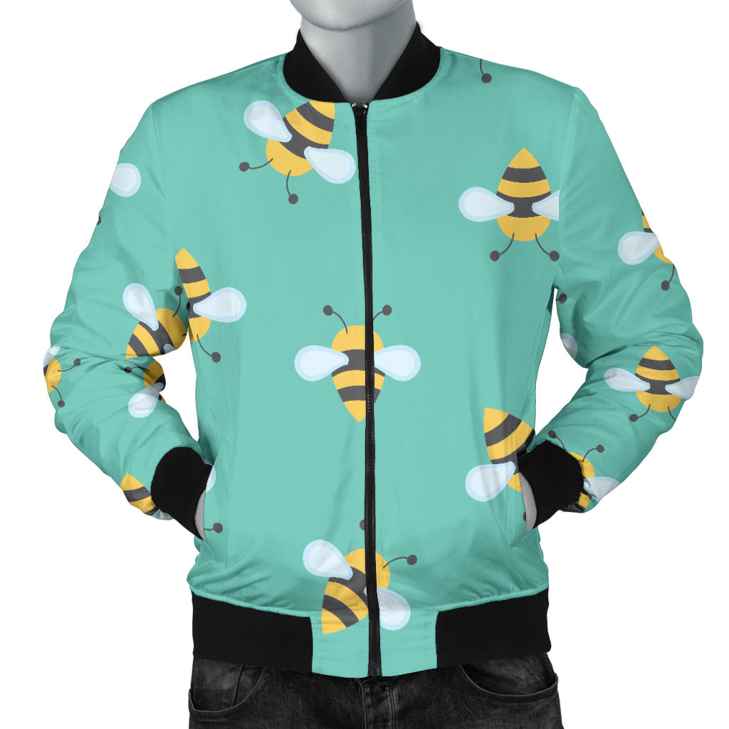 Bee Pattern Print Design 01 Men Bomber Jacket