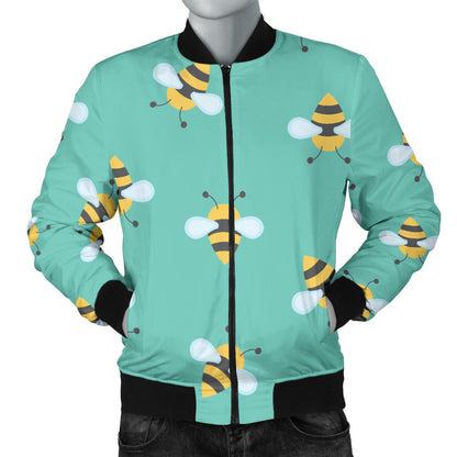 Bee Pattern Print Design 01 Men Bomber Jacket
