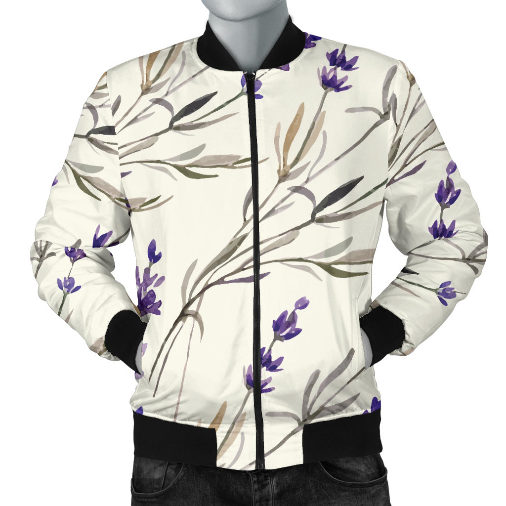 Lavender Pattern Print Design 01 Men Bomber Jacket