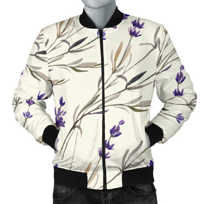 Lavender Pattern Print Design 01 Men Bomber Jacket
