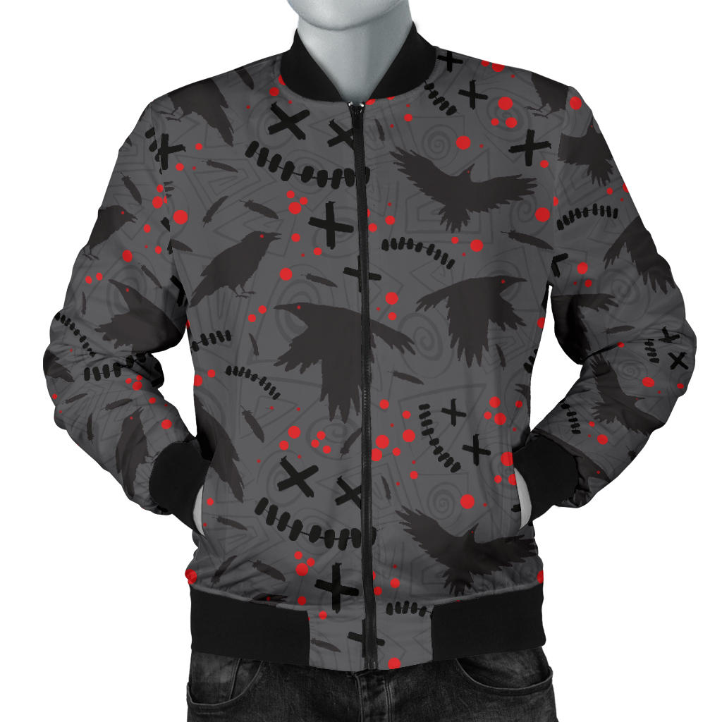 Crow Pattern Print Design 02 Men Bomber Jacket