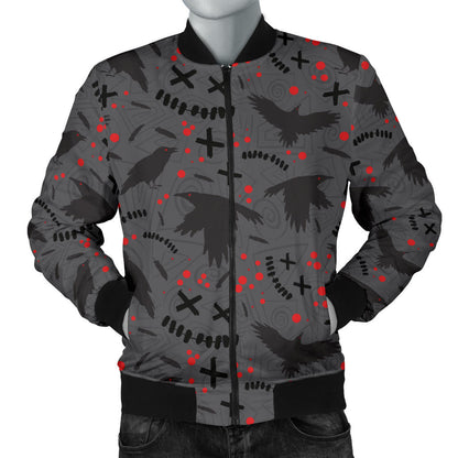 Crow Pattern Print Design 02 Men Bomber Jacket