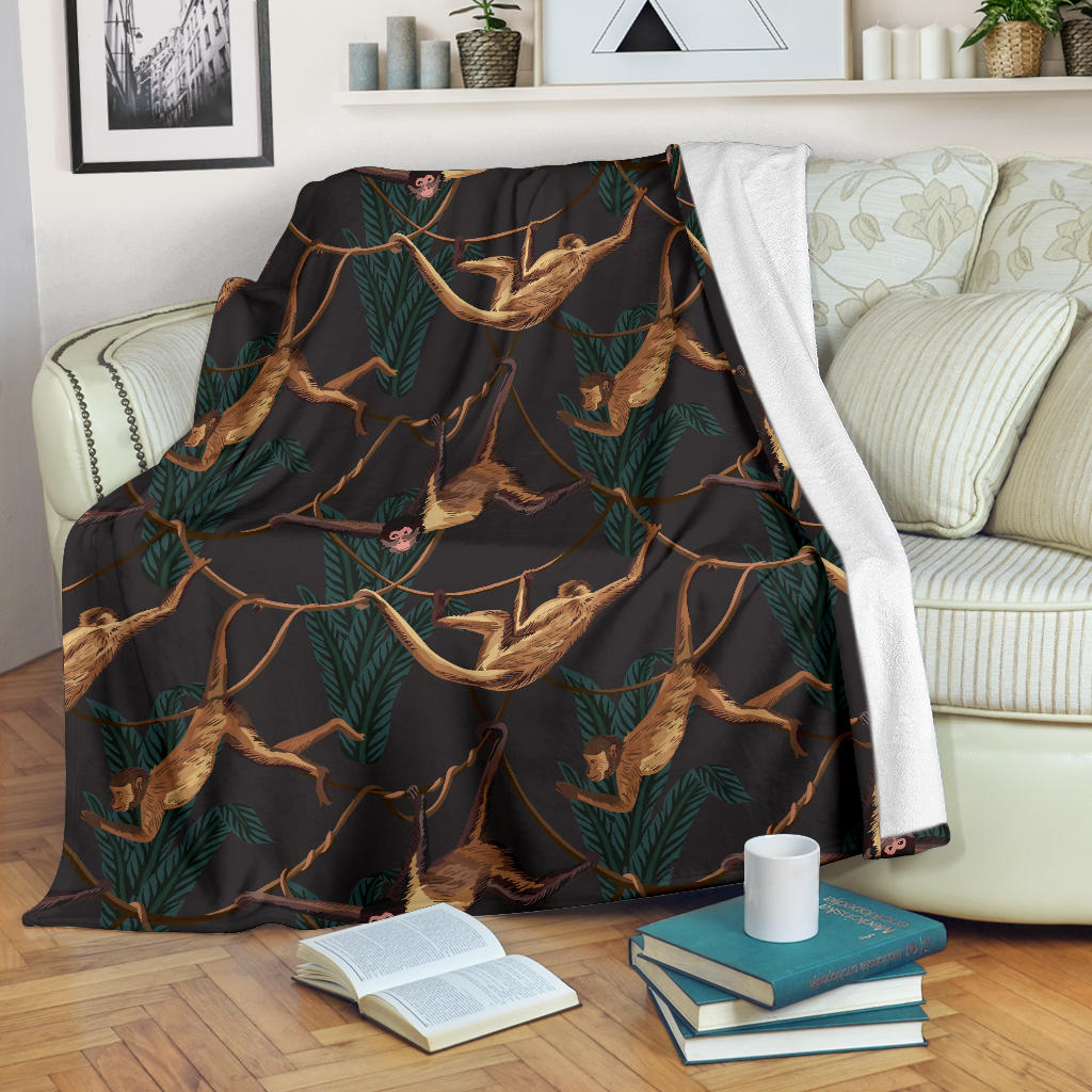 Monkey Pattern Print Design 02 Premium Blanket