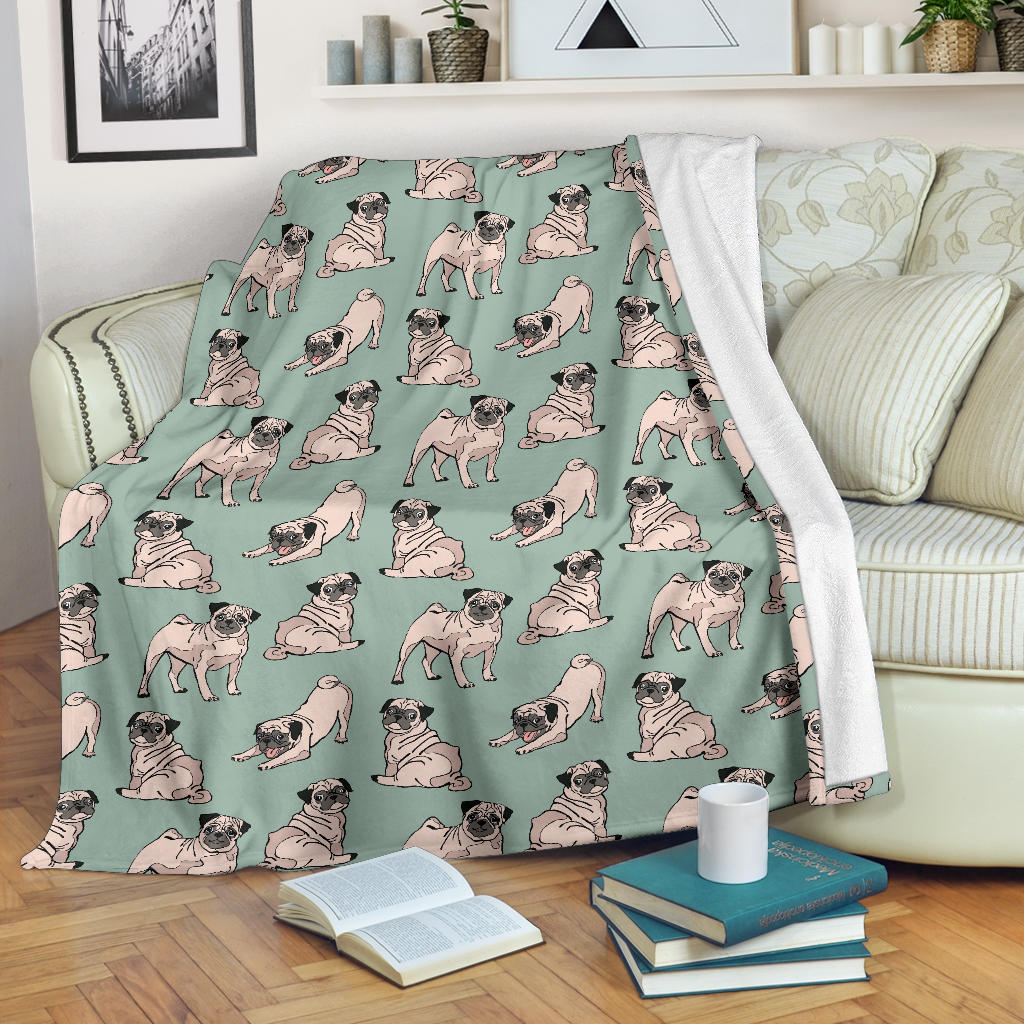 Pug Pattern Print Design A01 Premium Blanket