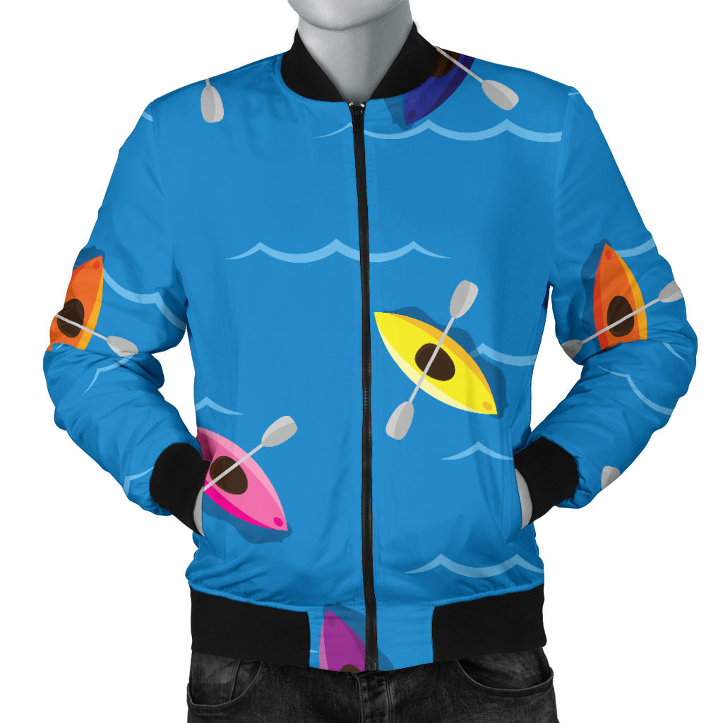 Kayak Pattern Print Design 03 Men Bomber Jacket