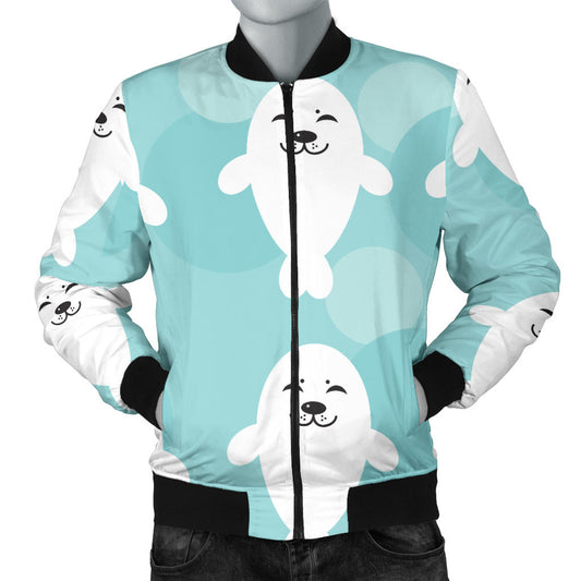 Sea Lion Baby Pattern Print Design 01 Men Bomber Jacket