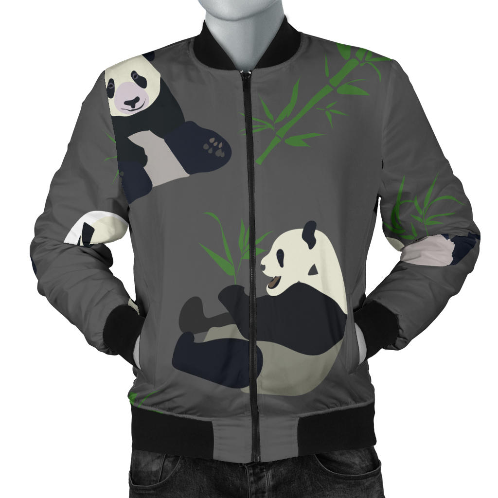 Panda Pattern Print Design A06 Men Bomber Jacket