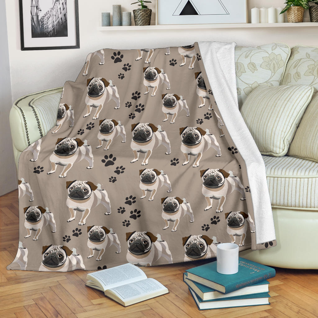 Pug Pattern Print Design A04 Premium Blanket
