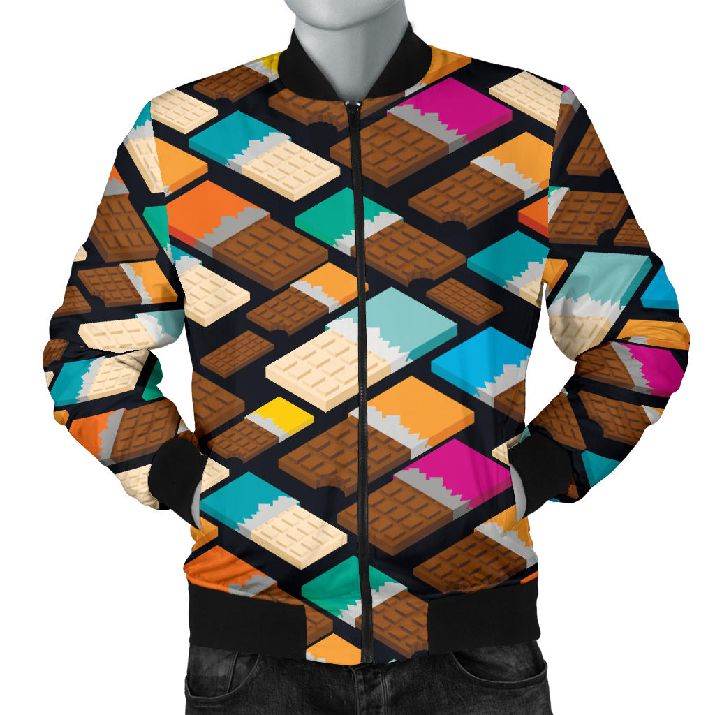 Chocolate Pattern Print Design 02 Men Bomber Jacket