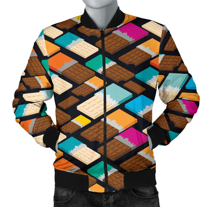 Chocolate Pattern Print Design 02 Men Bomber Jacket