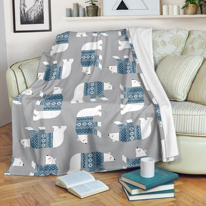 Polar Bear Pattern Print Design A03 Premium Blanket
