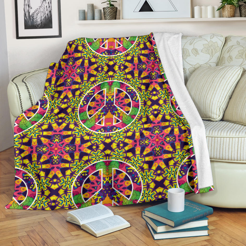 Peace Sign Pattern Print Design A04 Premium Blanket