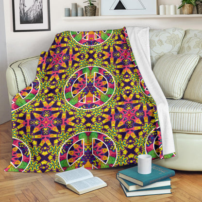 Peace Sign Pattern Print Design A04 Premium Blanket