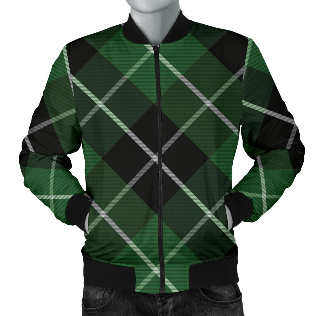 Plaid Green Pattern Print Design A05 Men Bomber Jacket