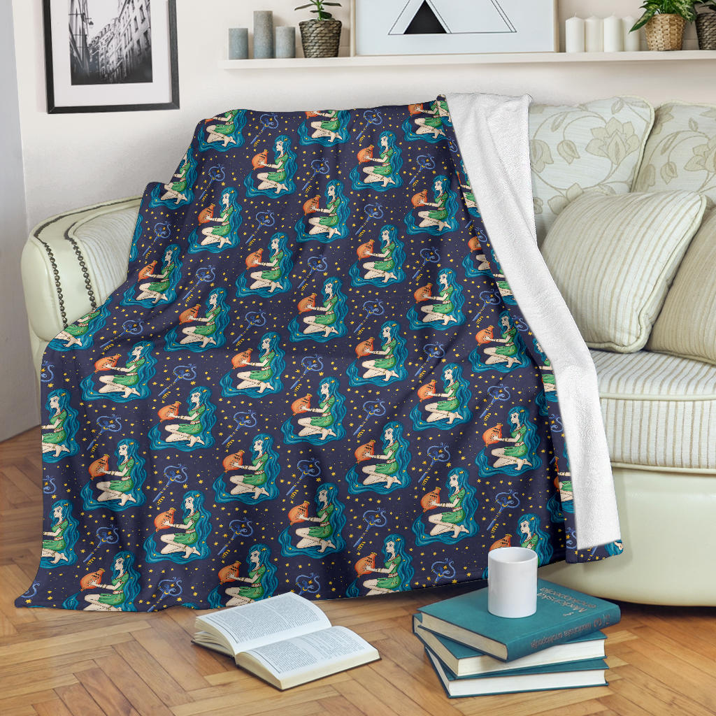 Aquarius Zodiac Pattern Print Design 03 Premium Blanket