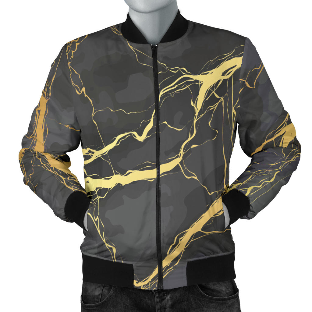 Marble Pattern Print Design 02 Men Bomber Jacket