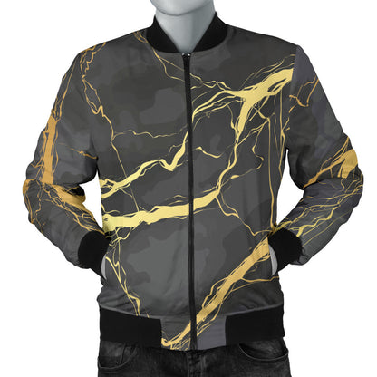 Marble Pattern Print Design 02 Men Bomber Jacket