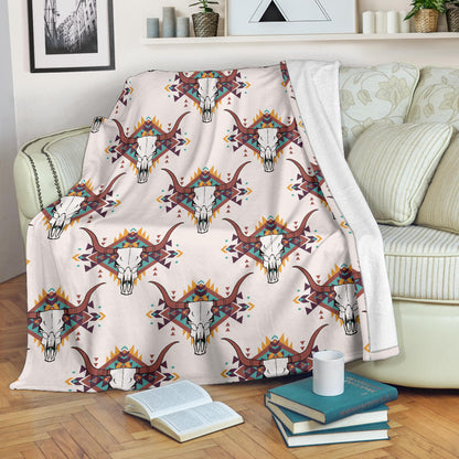 Buffalo Head Pattern Print Design 02 Premium Blanket
