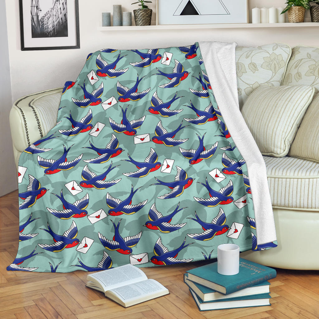 Swallow Bird Pattern Print Design 02 Premium Blanket