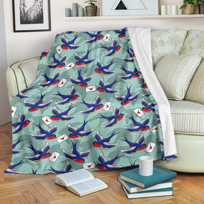 Swallow Bird Pattern Print Design 02 Premium Blanket
