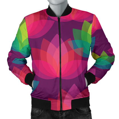 Lotus Pattern Print Design 02 Men Bomber Jacket