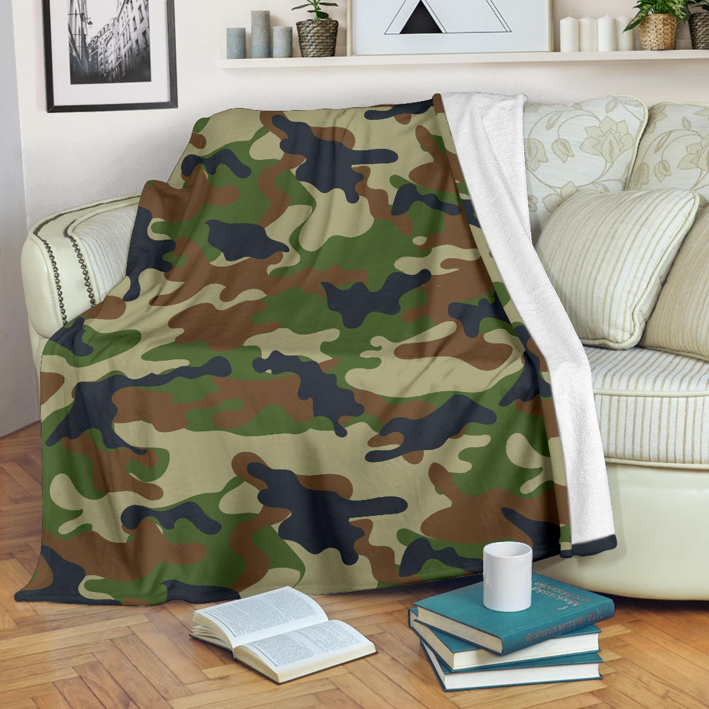 Army Camouflage Pattern Print Design 01 Premium Blanket