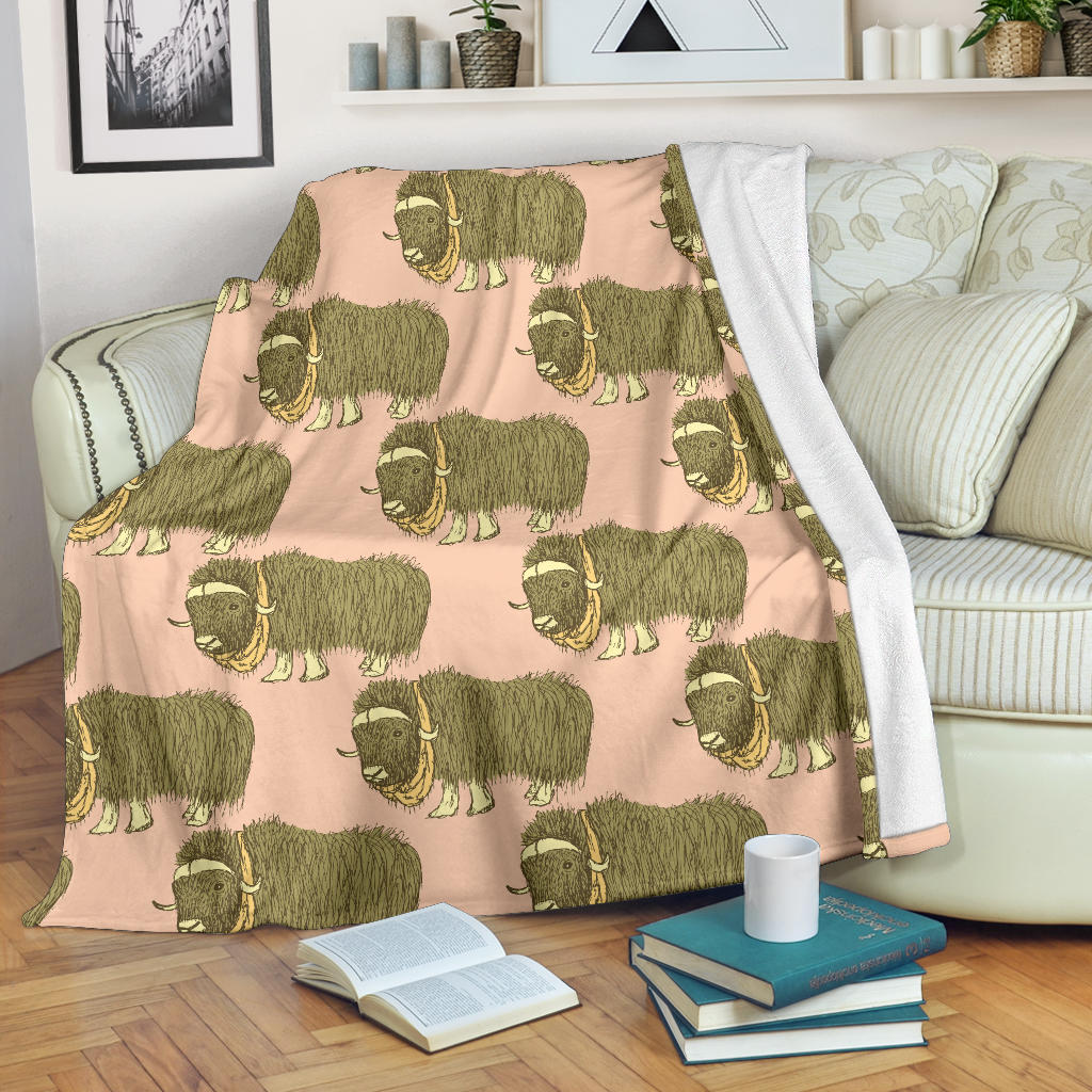 Yak Pattern Print Design 01 Premium Blanket