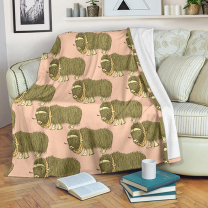 Yak Pattern Print Design 01 Premium Blanket