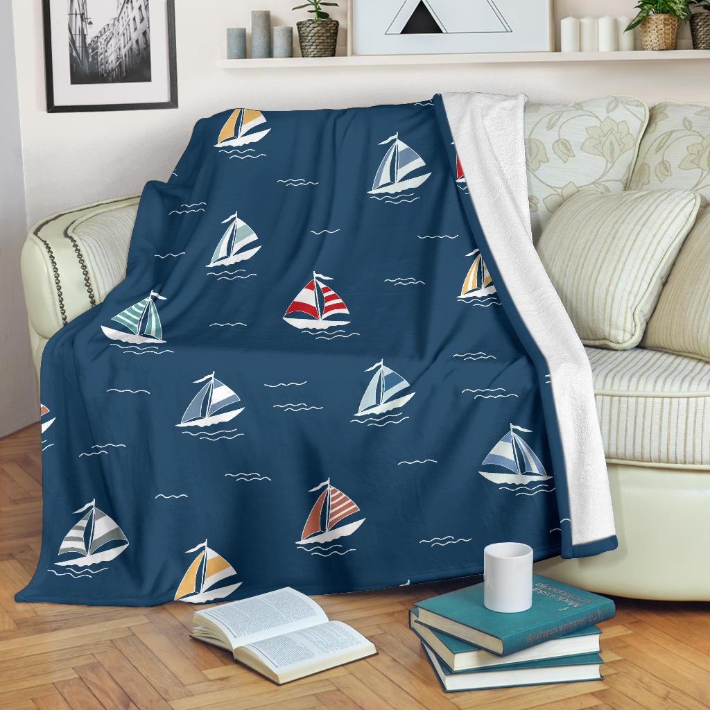 Sailing Ships Pattern Print Design A02 Premium Blanket