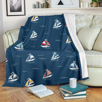 Sailing Ships Pattern Print Design A02 Premium Blanket