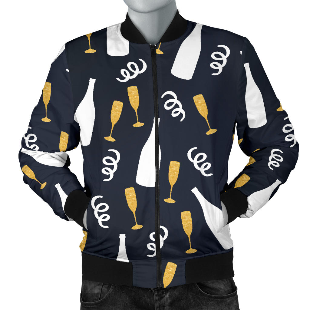 Champagne Pattern Print Design 01 Men Bomber Jacket